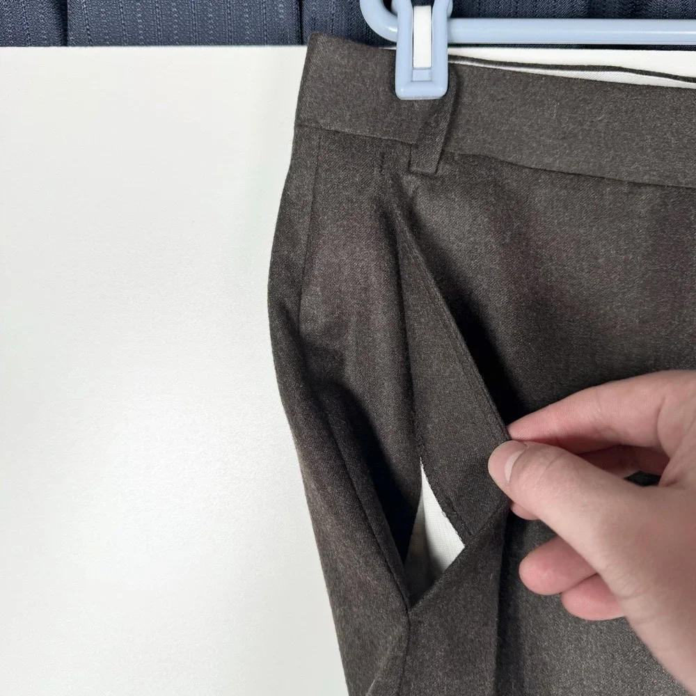 Canali Brown Wool Trousers Pleated Cuffed Dress Pants Relaxed - Men's 36x30